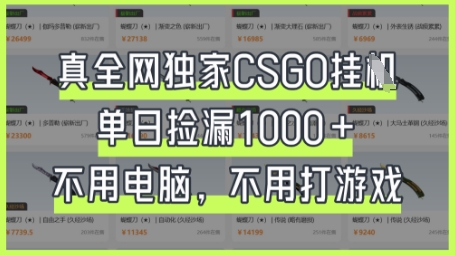 真全网独家CSGO挂G，单日捡漏1k+【揭秘】-咸鱼网创