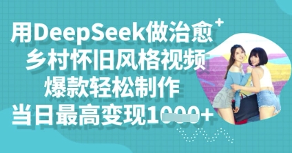 用DeepSeek做治愈乡村怀旧风格视频，爆款轻松制作，当日最高变现多张-咸鱼网创